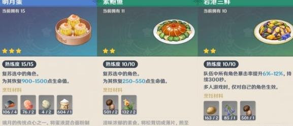 原神新版本新增食谱有哪些 新增食谱介绍攻略