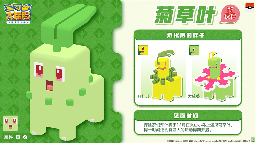 《宝可梦大探险》圣诞版本爆料 新宝可梦菊草叶加入 《宝可梦大探险》圣诞版本爆料 新宝可梦菊草叶加入