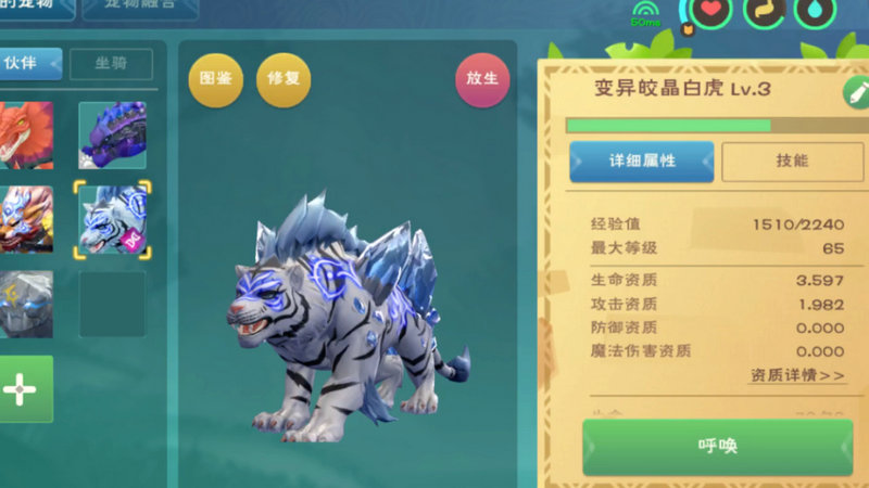 创造与魔法皎晶白虎技能是什么 创造与魔法皎晶白虎技能是什么