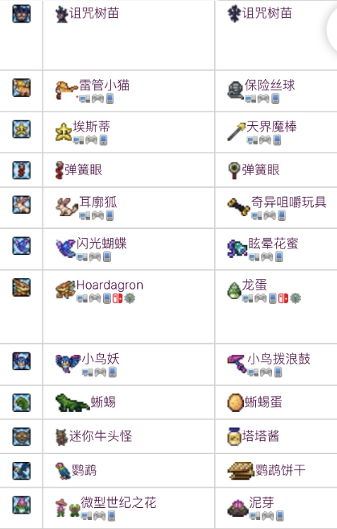 泰拉瑞亚有哪些宠物可以驯服