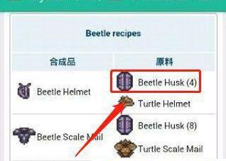 泰拉瑞亚甲虫套怎么合成 泰拉瑞亚甲虫套怎么合成