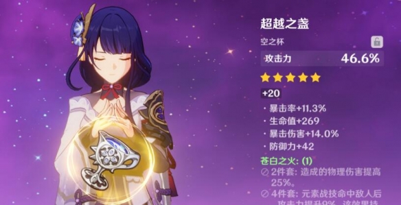 原神雷神圣遗物杯子要什么属性