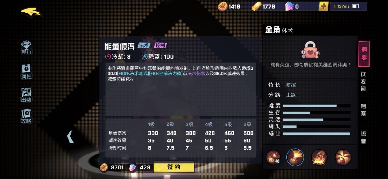 非人学园金角怎么玩 金角技能详解