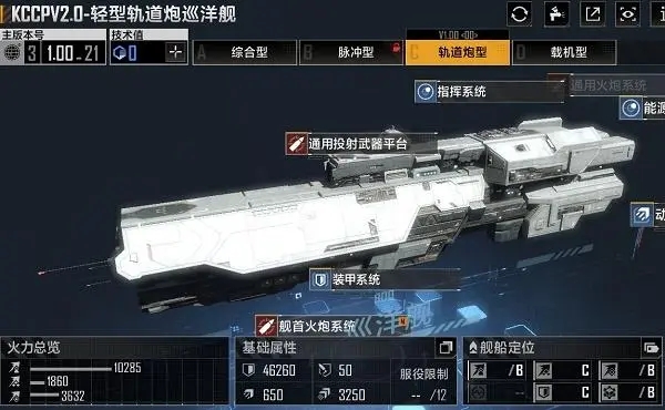 无尽的拉格朗日kccpv2.0轻型轨道炮怎么样 巡洋舰强度测评