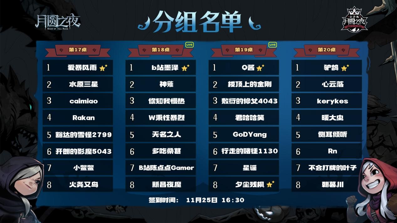 《月圆之夜》公开赛苏州站分组名单揭晓 《月圆之夜》公开赛苏州站分组名单揭晓